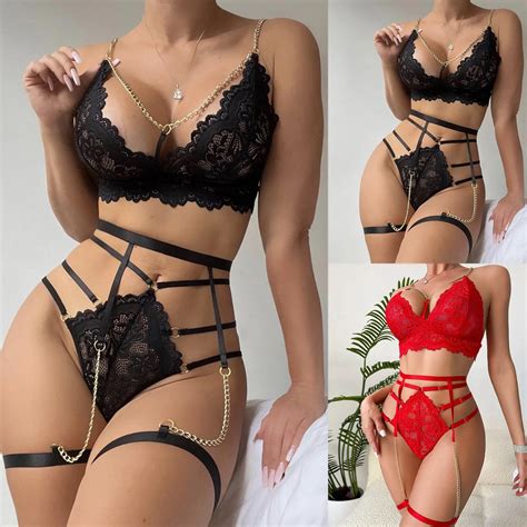 Conjunto De Lencer A Sexy Para Mujer Bikini Er Tico De Encaje De