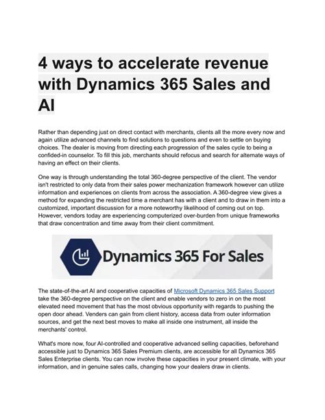 Ppt 4 Ways To Accelerate Revenue With Dynamics 365 Sales And Ai