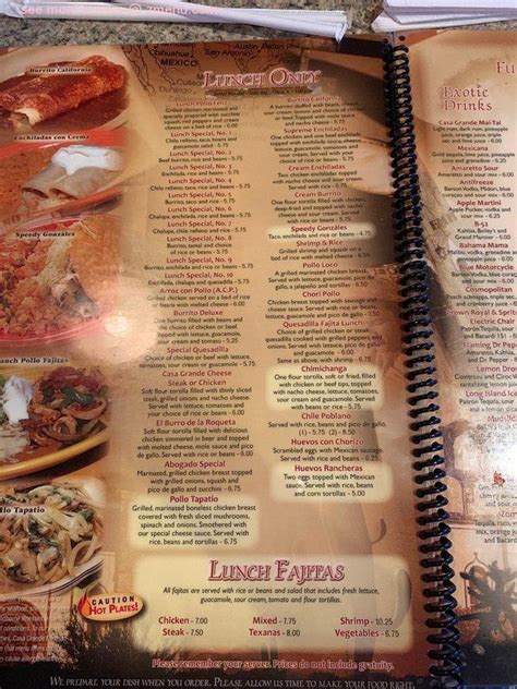 Online Menu Of Casa Grande Mexican Restaurant Restaurant Concord