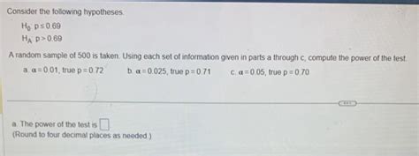 Solved Consider The Following Hypotheses H P Ha P Chegg