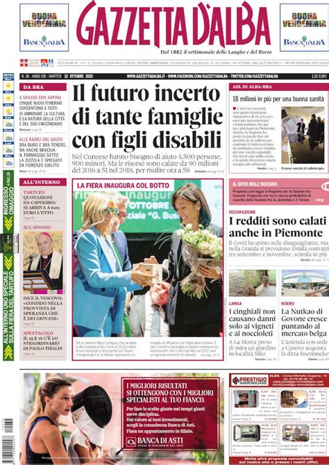 La copertina di Gazzetta dAlba in edicola martedì 12 ottobre