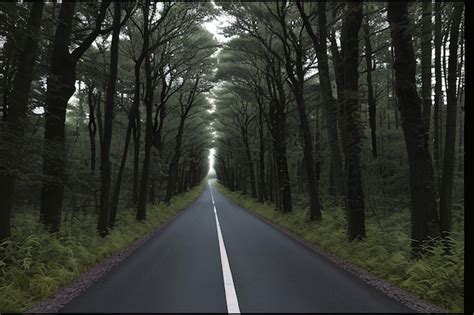 Premium AI Image | Road in dark forest