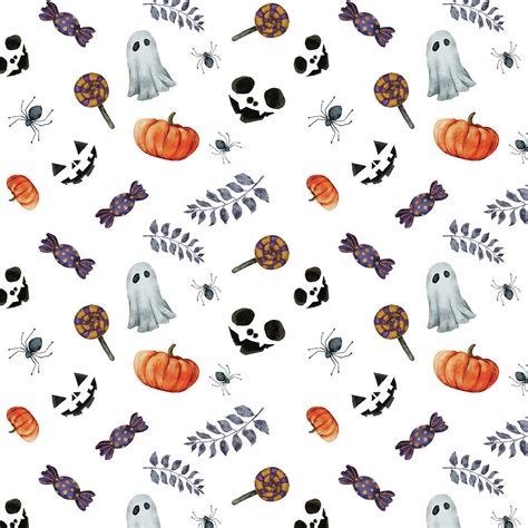 Cute Halloween Pattern Seamless With Ghosts Candy Digital Art By Norman