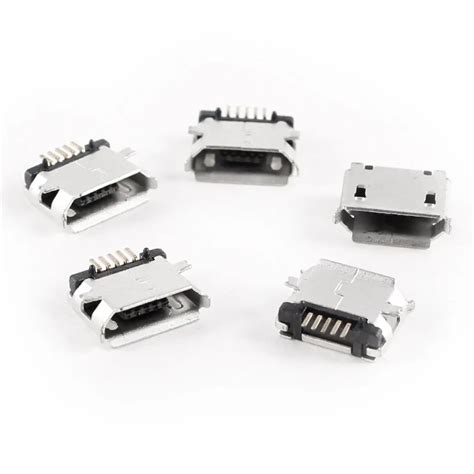 HHTL 5 Pcs Mini USB Type B Female Socket 180 Degree 5 Pin SMD SMT