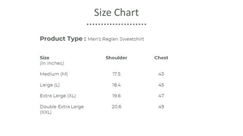 Men's Sweatshirt Size Chart - Cuttlefish Store