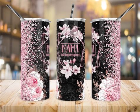 20 Oz Skinny Tumbler Sublimation Design Mama All Day Every Etsy