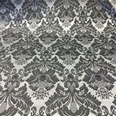 White Black Damask Jacquard Floral Brocade Fabric 118 By The Yard