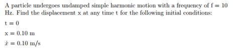 Solved A particle undergoes undamped simple harmonic motion | Chegg.com