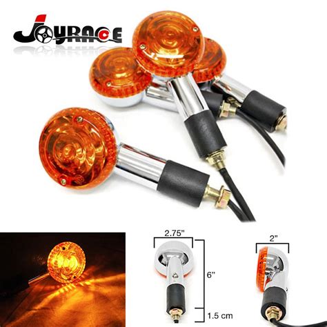 Pcs Chrome Motorcycle Round Turn Signals Indicators Amber Bulb Lense