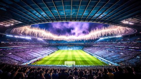 Premium AI Image | Night game at Santiago Bernabeu Stadium