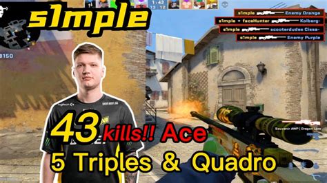 S1mple FACEIT INFERNO POV 43Kills 5 Triples Ace CSGO S1mple