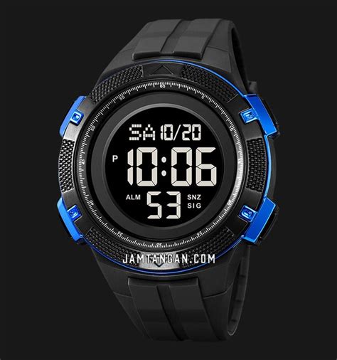 Skmei Bkbu Men Black Digital Dial Black Polyurethane Strap