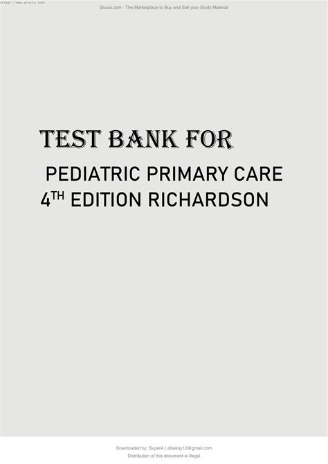 Solution Test Bank For Pediatric Primary Care 4th Edition Richardson