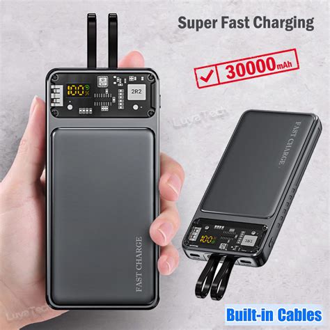 Large Capacity Power Bank Transparent Mecha Portable Charger 30000mAh