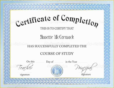 Certificate Of Completion Template Free Download Of Template ...