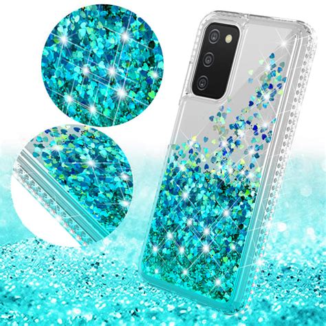 Samsung Galaxy A03s Case Liquid Quicksand Glitter Cute Phone Case Clear