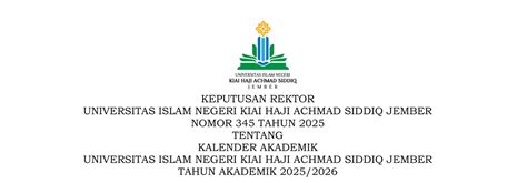 KEPUTUSAN REKTOR TENTANG KALENDER AKADEMIK T.A. 2025-2026 | Universitas ...