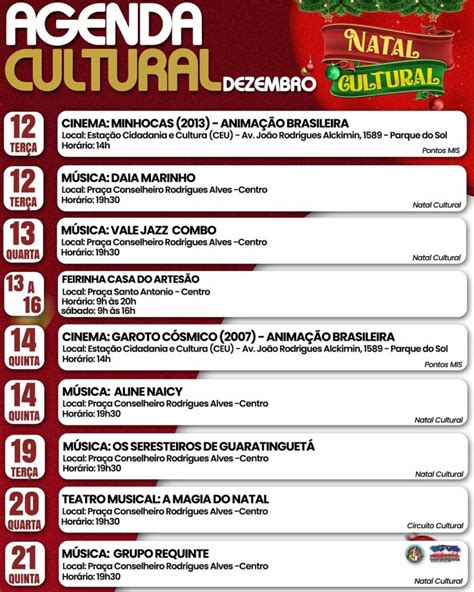 Agenda cultural Confira a programação deste mês de Dezembro