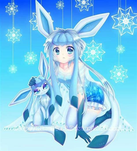 Glaceon and gijinka girl | 포켓몬, 캐릭터 일러스트, 귀여운 그림