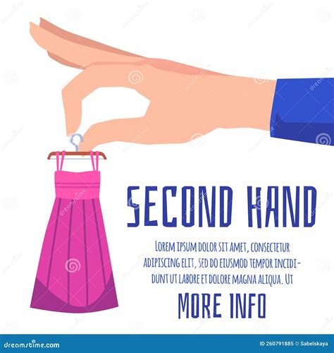 Second Hand Sale Banner or Card Mockup, Cartoon Flat Vector