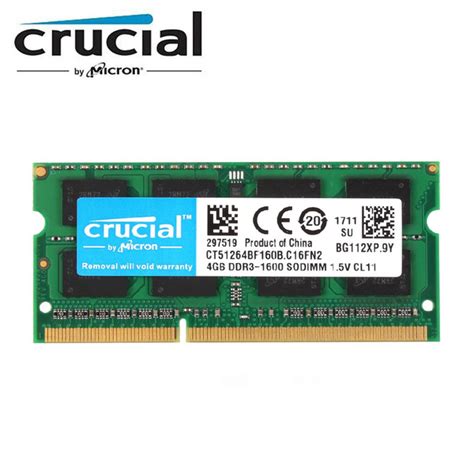 Модуль оперативной памяти Crucial 4GB DDR3 1600MHz Ноутбук 1.5v4 ГБ ...