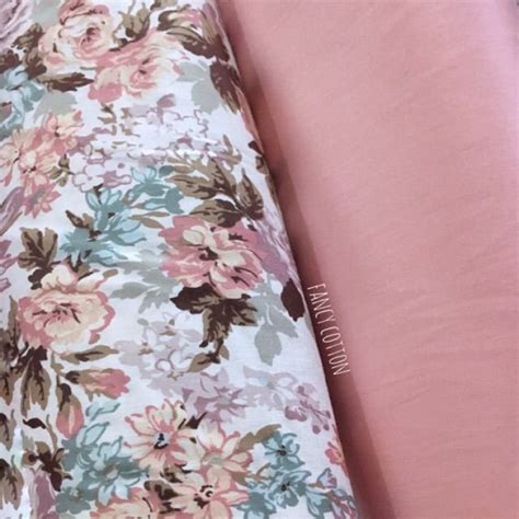 Kain Katun Jepang Motif Bunga Mawar Dusty Pink Tokai Senko Kain