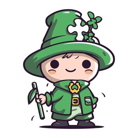 Premium Vector Cute Boy In Green Leprechaun Costume Vector Illustration