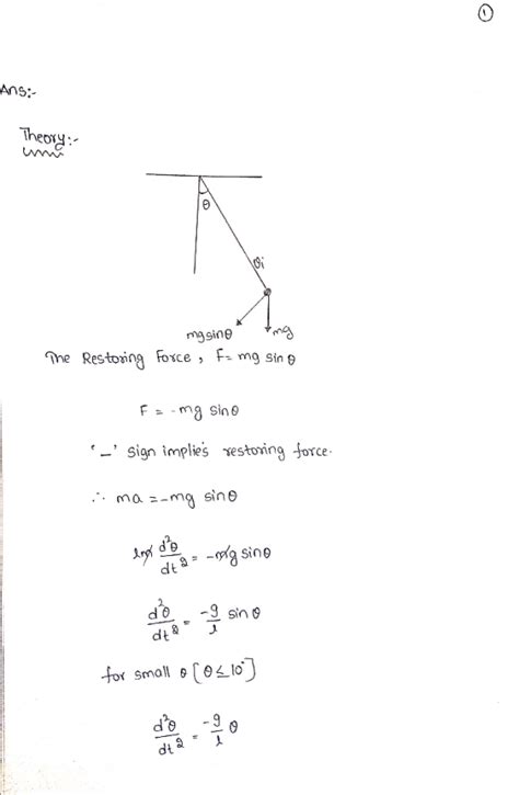 Lab Report-Simple Pendulum- Physics 1401 and 2425 Describe and perform ...