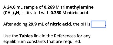 Solved A Ml Sample Of M Trimethylamine Ch N Chegg