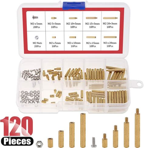 Hilitchi 120pcs M2 Male Female Brass Spacer Standoff Screw Nut