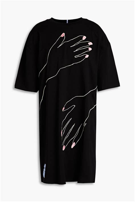 Mcq Alexander Mcqueen Embroidered Cotton Jersey Mini Dress The Outnet