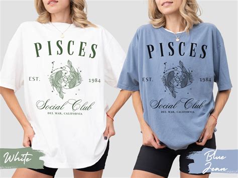 Custom Pisces Social Club Zodiac Sign Tshirt February March Birthday