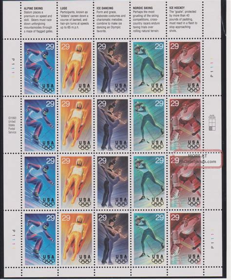 Us 1994 Winter Olympics Issue Sheet Of 20 Scott 2807 - 2811