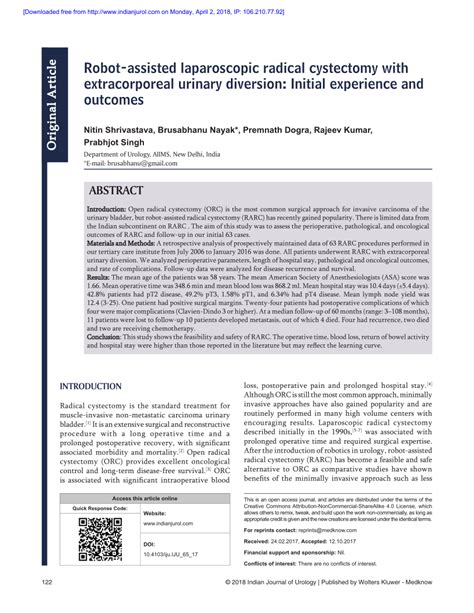 Pdf Robot Assisted Laparoscopic Radical Cystectomy With