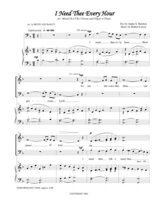 I Need Thee Every Hour - Betsy Bailey Free Piano Sheet Music PDF