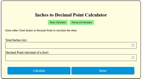 Inches To Decimal Point Calculator - Online Calculators