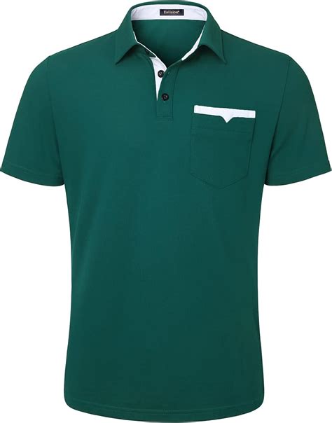 Enlision Mens Polo Shirts Short Sleeve Regular Fit Cotton Polo Shirt With Pocket Printed Collar