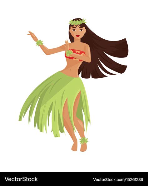 Hawaiian Hula Dancer Young Pretty Woman Royalty Free Vector