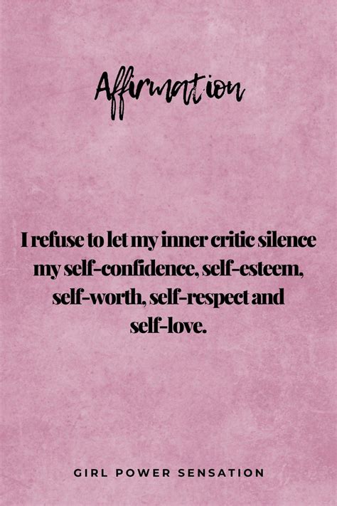 Silencing My Inner Critic Self Esteem Affirmations Self Love Affirmations Affirmations