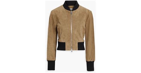 Khaite Leidon Cropped Suede Bomber Jacket In Natural Lyst