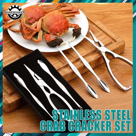 Stainless Steel Crab Cracker Set 3pcs Seafood Tools Crab Crackers Nut ...