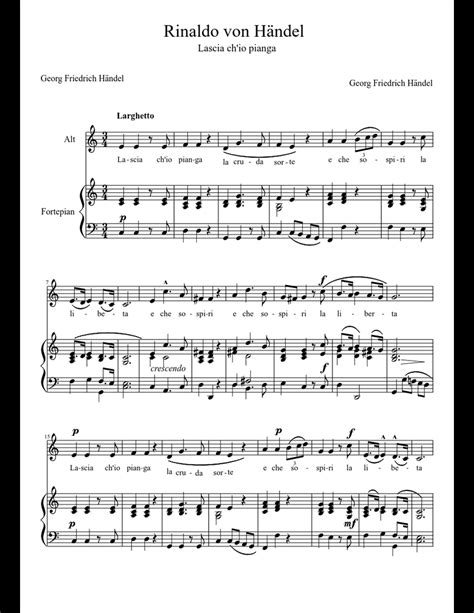 Lascia Ch Io Pianga Rinaldo Von Händel Sheet Music For Piano Voice Download Free In Pdf Or Midi