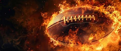 Premium Photo An American Football Engulfed In Flames