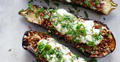 Loaded Grilled Eggplant With Creamy Herb Sauce Healthyvegan Eggplant