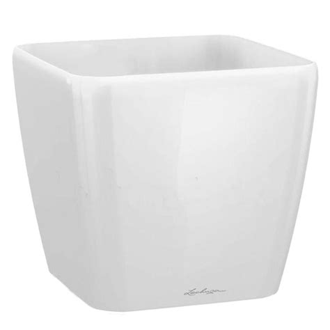 LECHUZA QUADRO Premium 43 Cream White High Gloss Poly Resin Planter