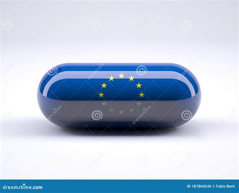 Pill With European Flag Wrapped Around It Stock Illustration