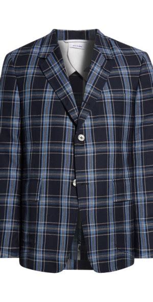 Thom Browne Unstructured Straight Fit Plaid Cotton Sport Coat In Dark