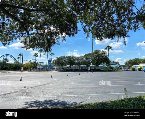 Orlando,FL/USA- 6/19/20: The nearly empty parking lot at SeaWorld in ...