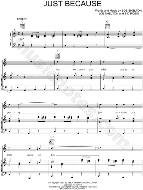 The Shelton Brothers Just Because Sheet Music In C Major Download And Print Sku Mn0056673