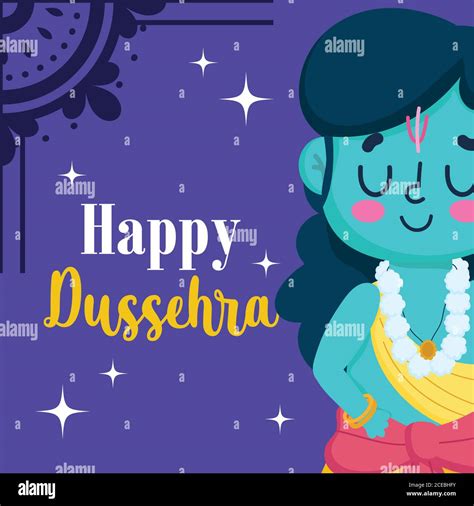 Happy Dussehra Festival Of India Cartoon Lord Rama Traditional